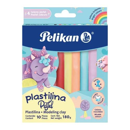 Plastilinas con Colores Pastel c/10 Pelikan
